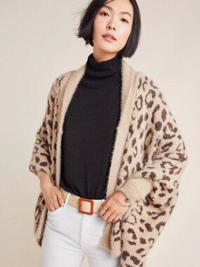Anthropologie Akemi + Kin Louise Leopard Wrap Oversized Leopard Print Boho OS
